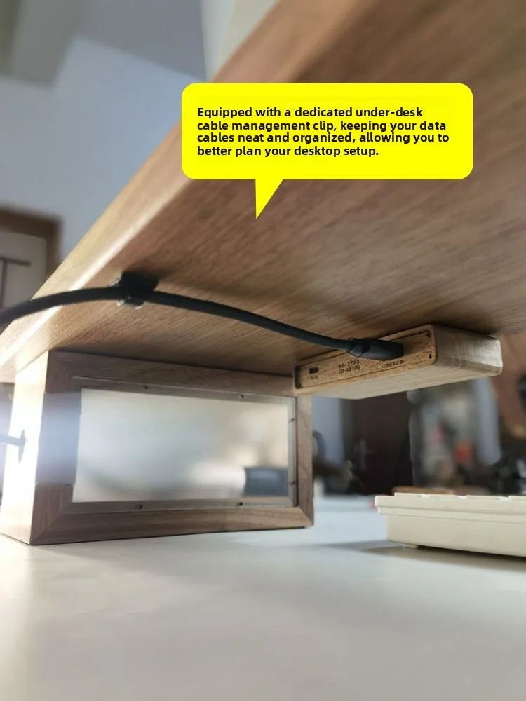 Black Walnut Wood USB Hub Under Desk Organizer Premium Desktop Riser Accessory with 3.0 Ports Multi-Device Charging Station