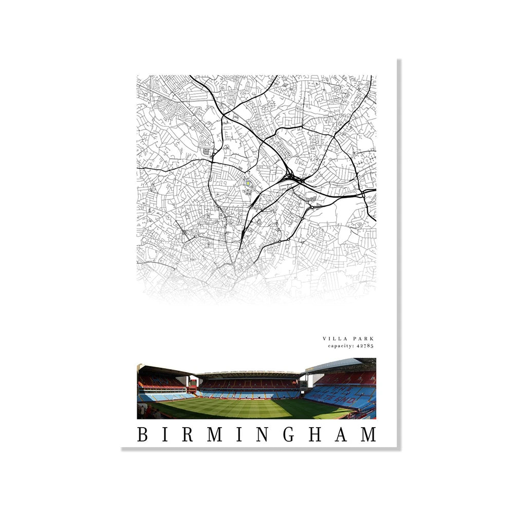 Football Poster Clubs Map Liverpool Manchester Football Stadium Poster Wall Art Canvas Painting for Living Room Home Decor
