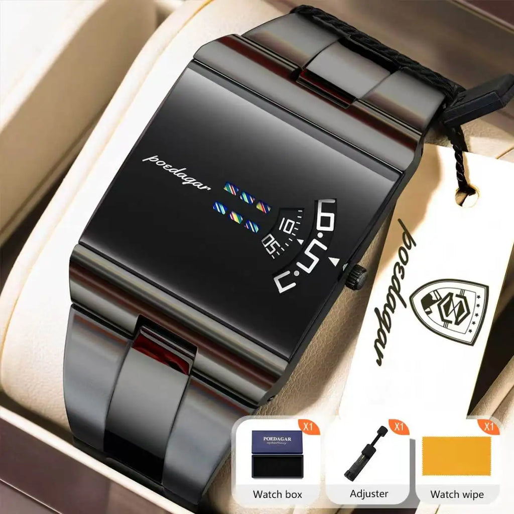 POEDAGAR Fashion Original Men Clock Waterproof Stainless Steel Creative
