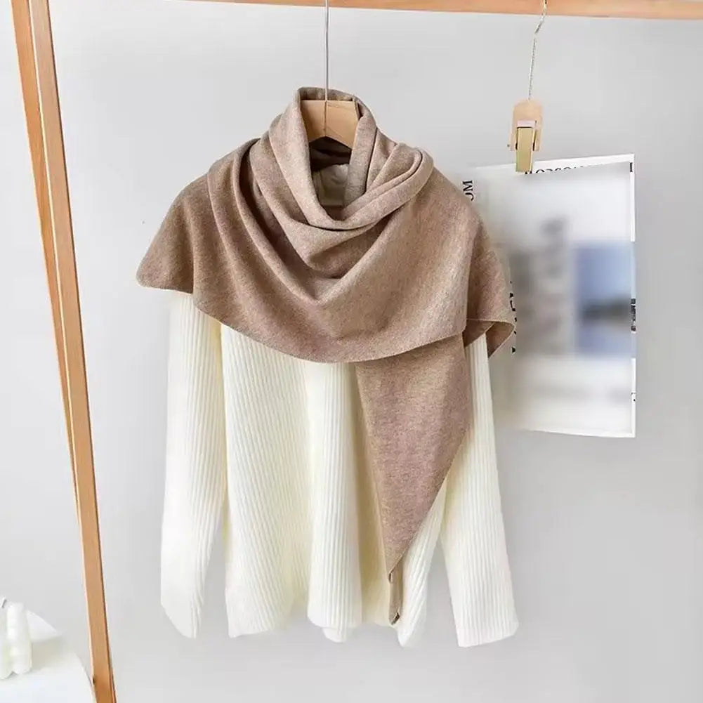 Women Cardigan Scarf Spring and Autumn Fashion Elegant Solid Color Triangle Scarf Retro Outdoor Leisure Shawl Cape Knitted Shawl