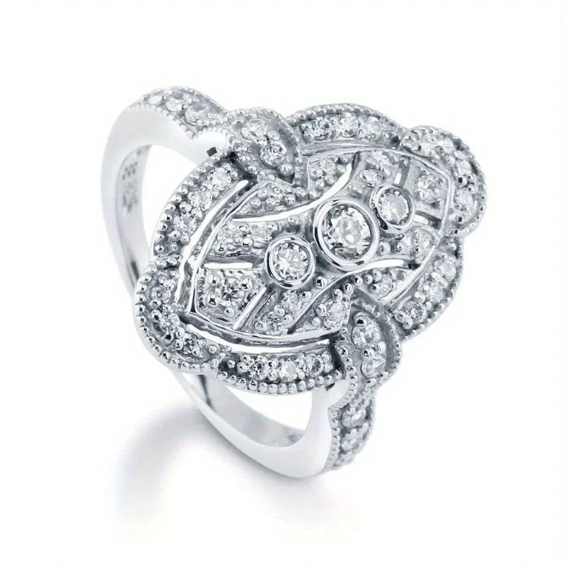 Women's Fashion Art Deco Cubic Zirconia Jewelry CZ Necklace Earrings Ring Bridal Engagement Wedding Jewelry Set Gift