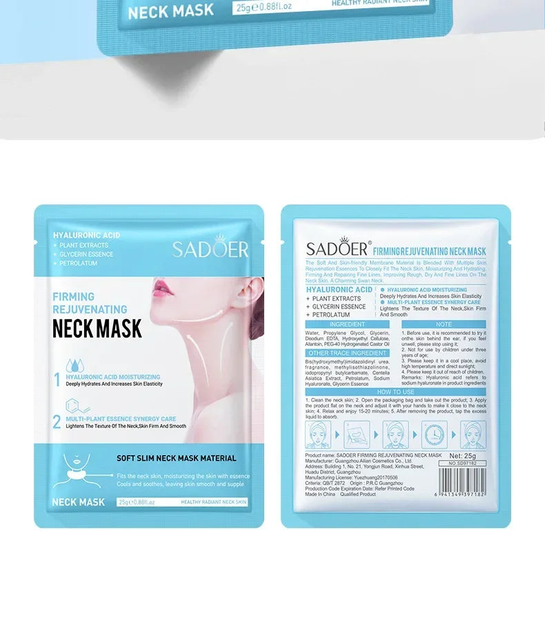 SADOER Hyaluronic Acid Neck Mask Collagen Firming Neck Masks Nourishing Brightening Beauty Moisturizing Necks Skin Care