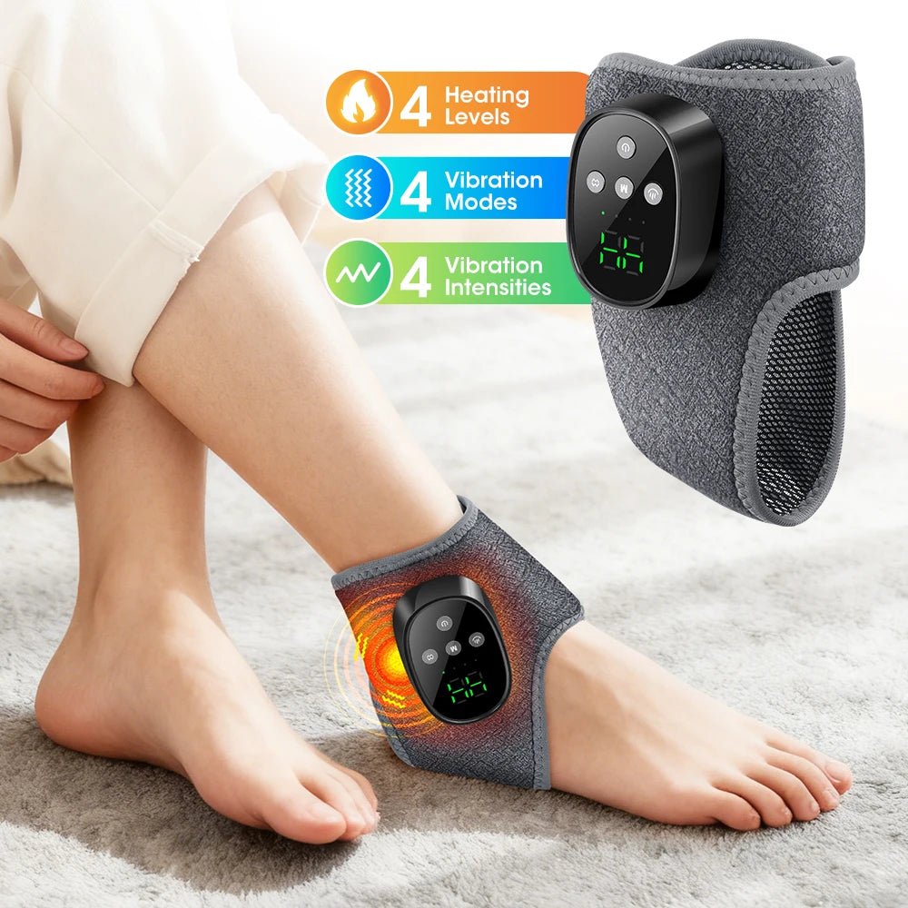 Electric Foot Massager Heated Vibration Cordless Ankle Wrap Portable