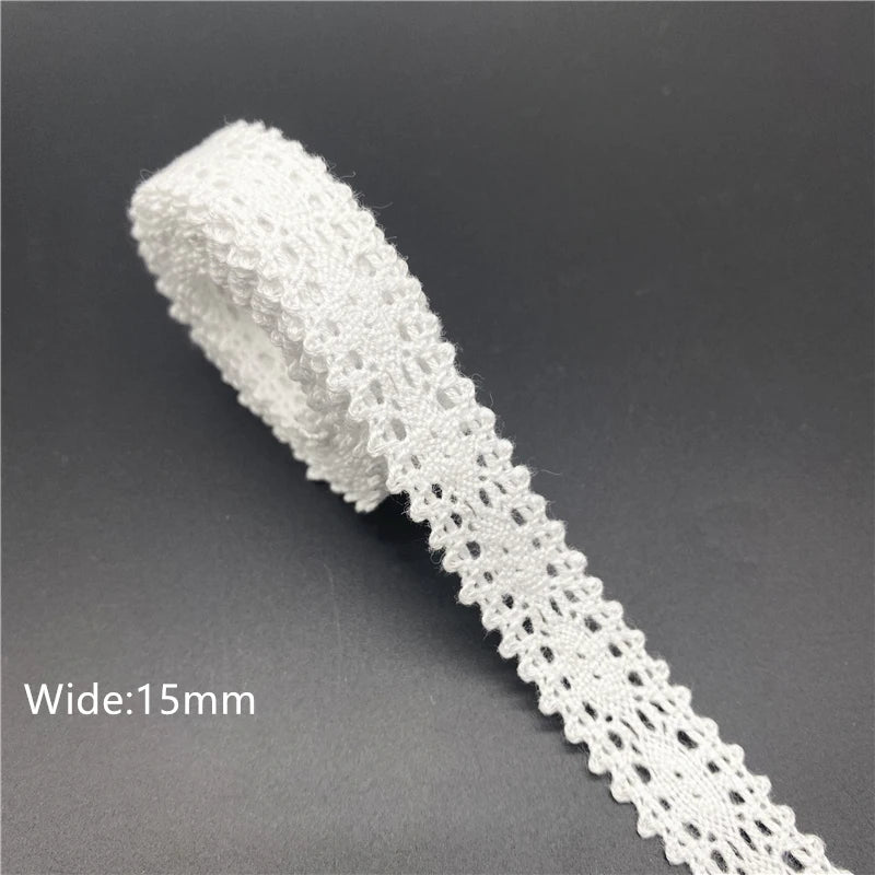 10mm-50mm 2yards White 100%Cotton Lace Ribbon For Apparel Sewing Fabric Trim Cotton Crocheted Lace Ribbon Handmade Accessories