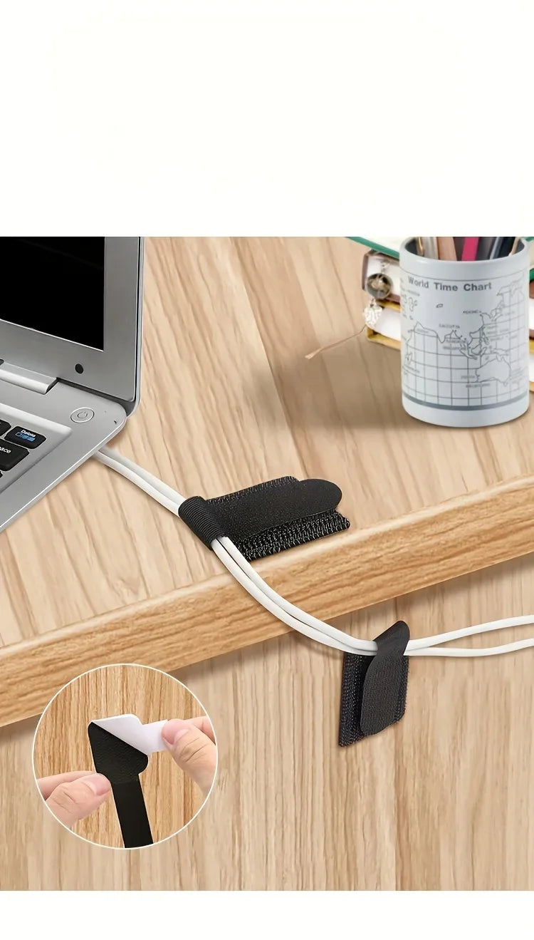 20pcs Nylon Cable Management Clips - Black & White, Desk Organizer for Data and Computer Cables desktop organizer office