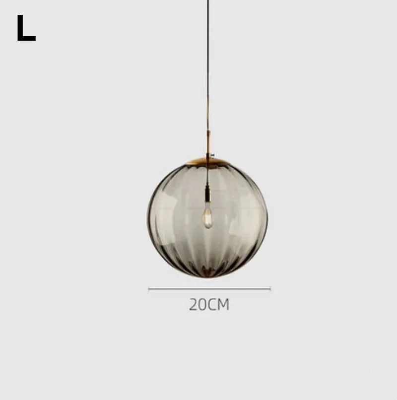 Modern Colored Glass Ball Lustre Pendant Lights Nordic Water Grain Restaurant Kitchen Hanging Light Fixture Bedroom Bedside Lamp