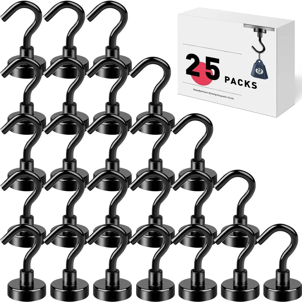 Strong Magnetic Hooks Multi-Purpose, Heavy Duty Epoxy Coating, Magnetic Cruise Black Hooks for Refrigerators