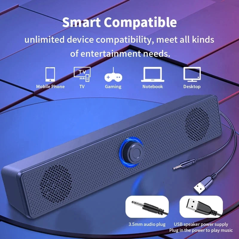 Soundbar Computer PC TV Laptop Desktop Wired Wireless Bluetooth