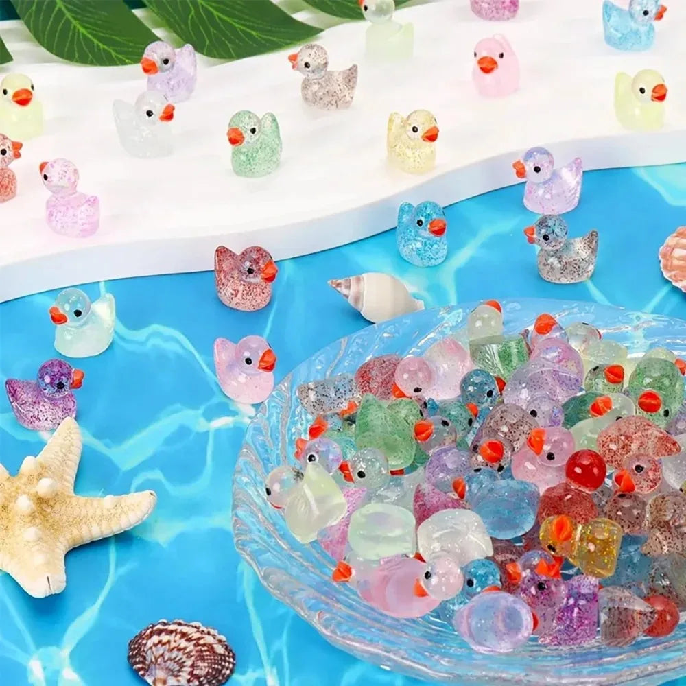 Glitter Miniature Resin Duck Mini Tiny Ducks for DIY Garden Micro