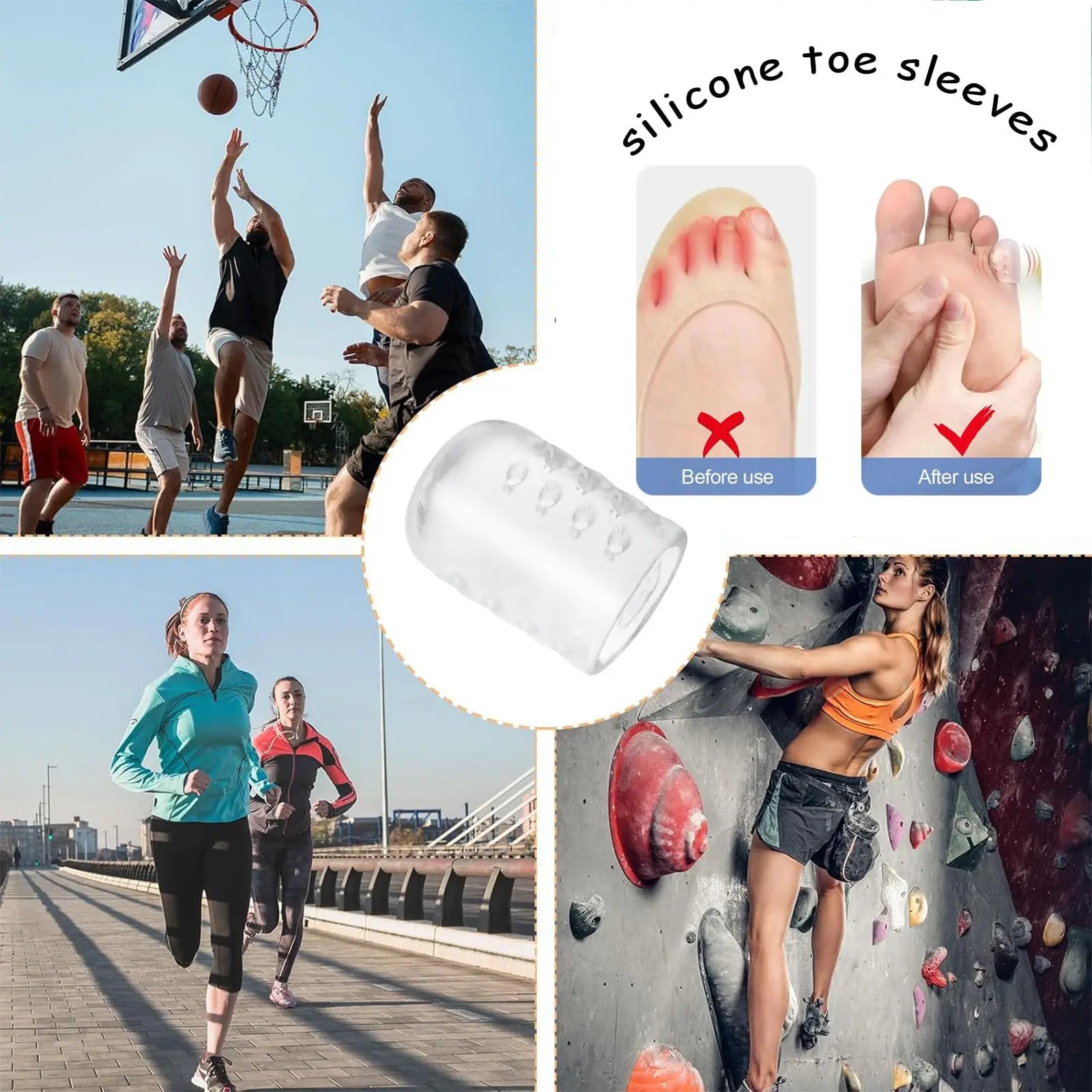 20pcs Toe Protectors Silicone Gel Caps for Corns Calluses Blisters Pain Relief, Soft Toe Sleeves Cushions