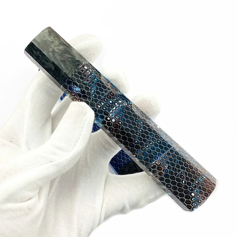 1pc Carbon Fiber + C-Tek Resin Octagonal Knife Handle for DIY Semi-finished Damascus Knife Handle Material Kitchen Knife Handle