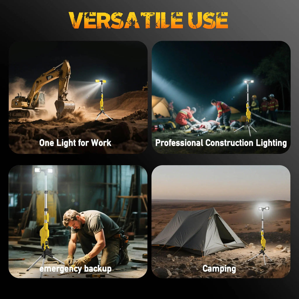 LED Work Light 80000LM Rechargeable Construction Light with Power