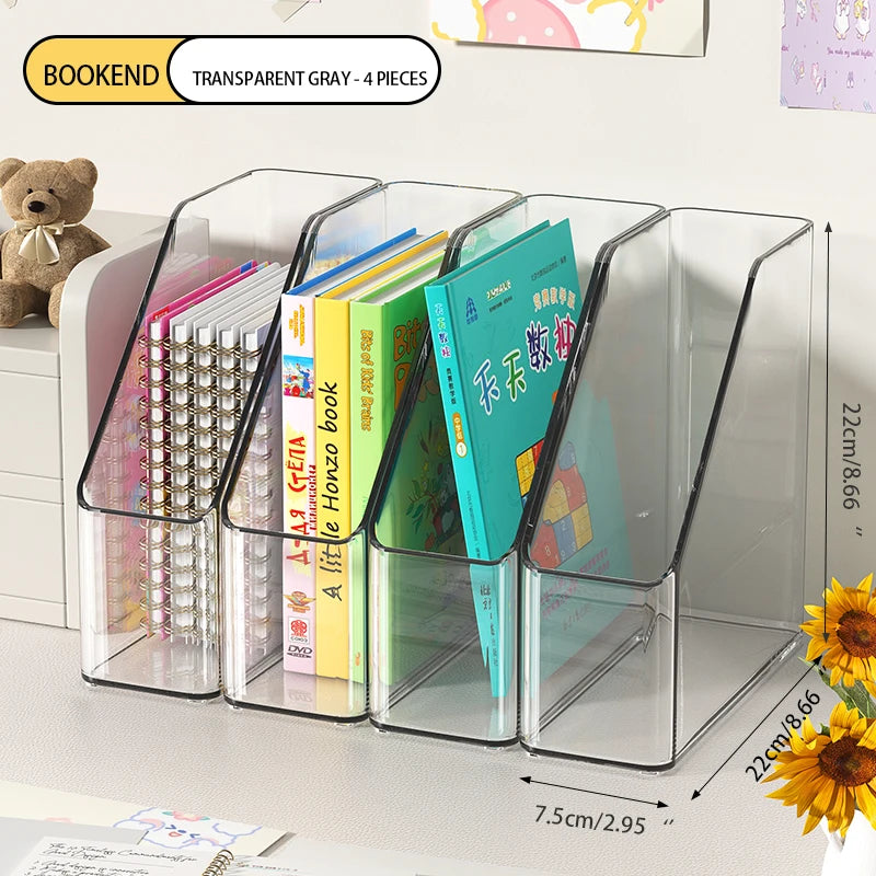 Vertical File Holder, Clear PET Desk Organizer and Storage Bins Holding for Magazines, Binders, Notebooks, Envelopes, Multi-purp