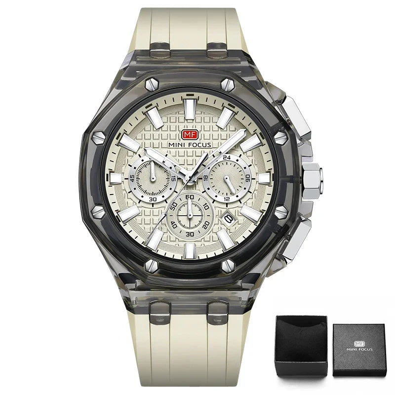 MINI Focus Men's Ultra-light Octagonal Quartz Watch Transparent