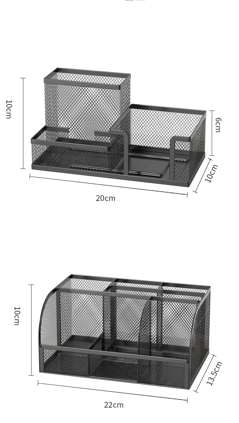 Mesh Desk Organizer Office with 7 Compartments with Drawer Desk Tidy Candy Pen Holder Multifunctional Organizer