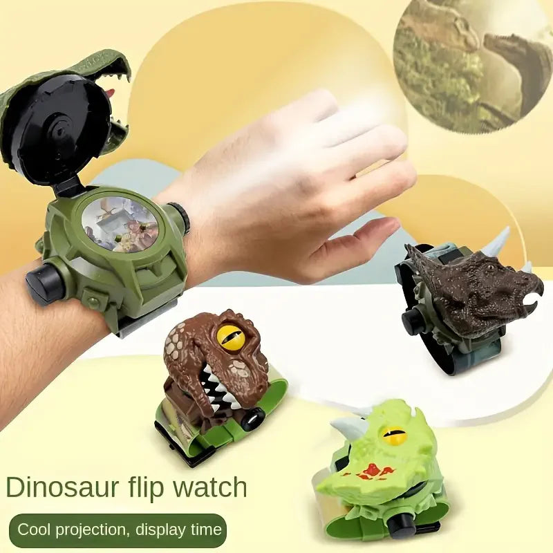 Jurassic Dinosaur Projection Flip Watch with 24 Patterns