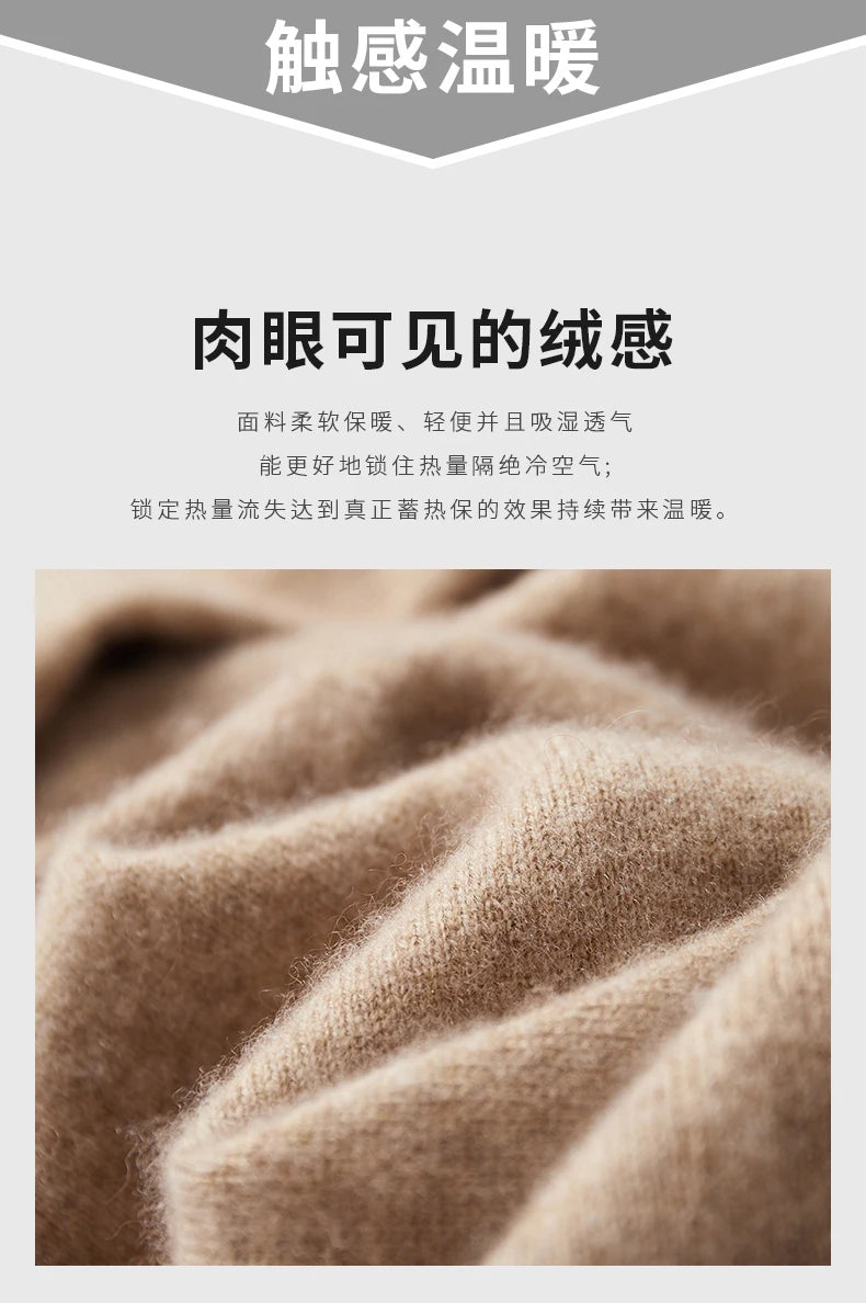 MVLYFLRT Men's 100% Merino Wool Sweater Hooded Collar Knitted Pullover Sweatshirt Autumn Winter Casual Large Tops Long Sleeved