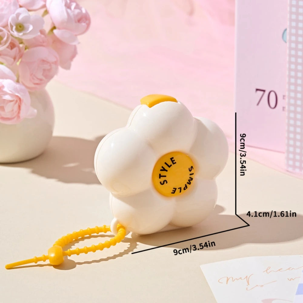 Cute Flowers Storage Box Pendant Dopamine with Dividers Jewelry Case Waterproof Plastic Medicine Box Travel