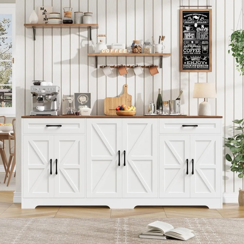 Large Kitchen Buffet Cabinet with Adjustable Shelves Storage Sideboard