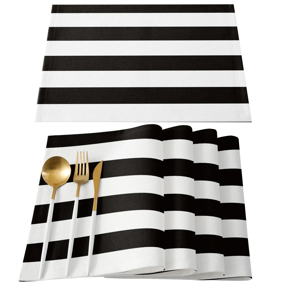 Stripes Black White Simple Pattern Table Mat Kitchen Decoration Placemat Table  For Wedding Dining Accessories Table Mat