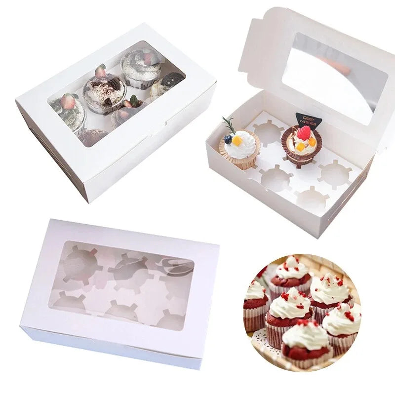 Clear Window Cupcake Boxes with Inserts Cake Holder Carrier for Holiday Parties Baking Supplies and Special Events