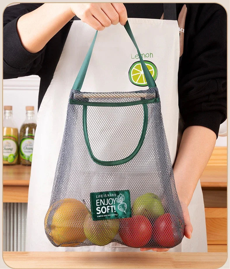 1PC Portable Hanging Mesh Storage Bag Multi-purpose Breathable Kitchen Fruit and Vegetable Hanging Bags
