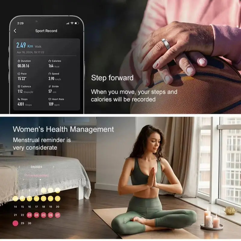 Uhoofit R10 Smart Ring with Charging Dock Men Women