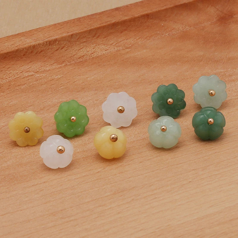 Glass Imitation Jade Mushroom Buttons Exquisite Retro Shirt Button Buckles for Cheongsam Cardigan Decor Sewing Scrapbooking