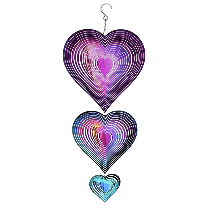 Love 3D Wind Chimes Spinner Bell Pendant For Room Wedding Party Christmas Decor Garden Decoration Outdoor Hanging Windchimes