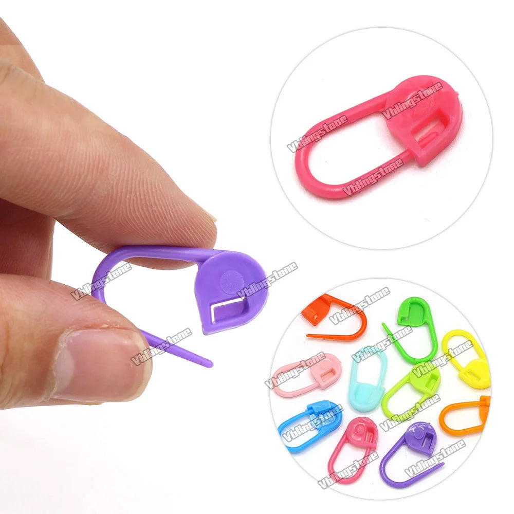 100pcs Mix Colors Knitting Stitch Markers Plastic Resin Small Needle Clip Crochet Locking Sewing Tools DIY Craft