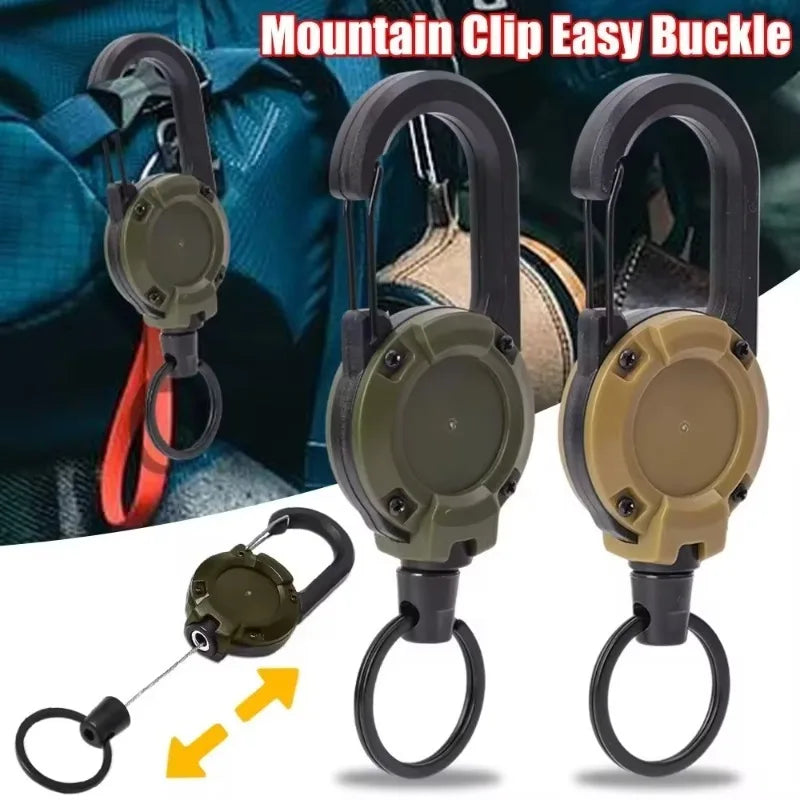Retractable Heavy Duty Pull Reel Carabiner Strong Steel Wire