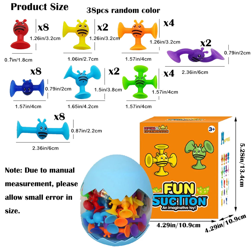 Bees Suction Cup Toys With Dinosaur Eggshell Storage
