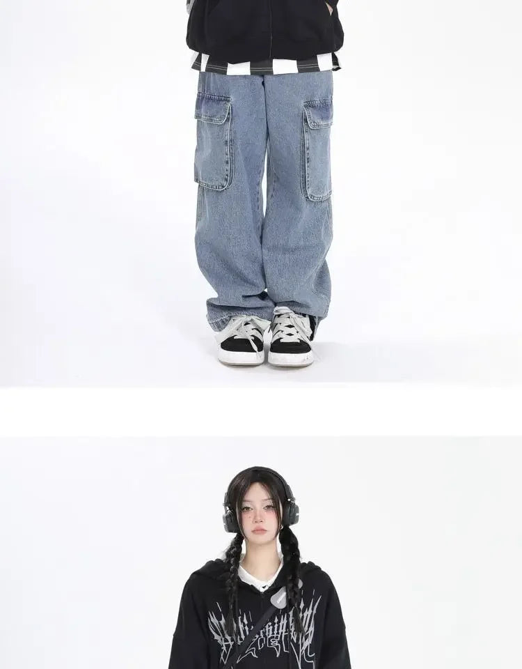 Japanese Zip Up Devil Horns Hoodies Women Harajuku Punk Gothic Sweatshirt Fairy Grunge Jacket Coat Streetwear Alt Emo Clothes