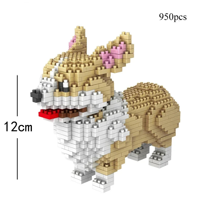 KNEW BUILT Dachshund Dog Model Mini Building Block Toy Set 9 Style for Pet Enthusiasts Teddy Hughes Corgi Collie Pet Style Brick
