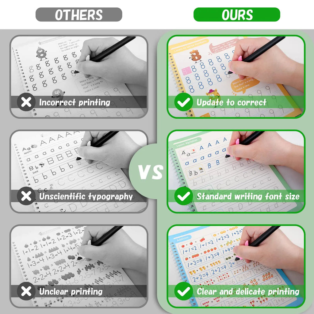 Handwriting Workbooks Practice Copybook Magic Reusable Calligraphy Handwriting Tracing
