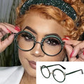Gold Clear Carving Round Reading Glasses Women Unique Vintage Prescription Eyeglasses Metal Frame Blue Light Blocking Glasses