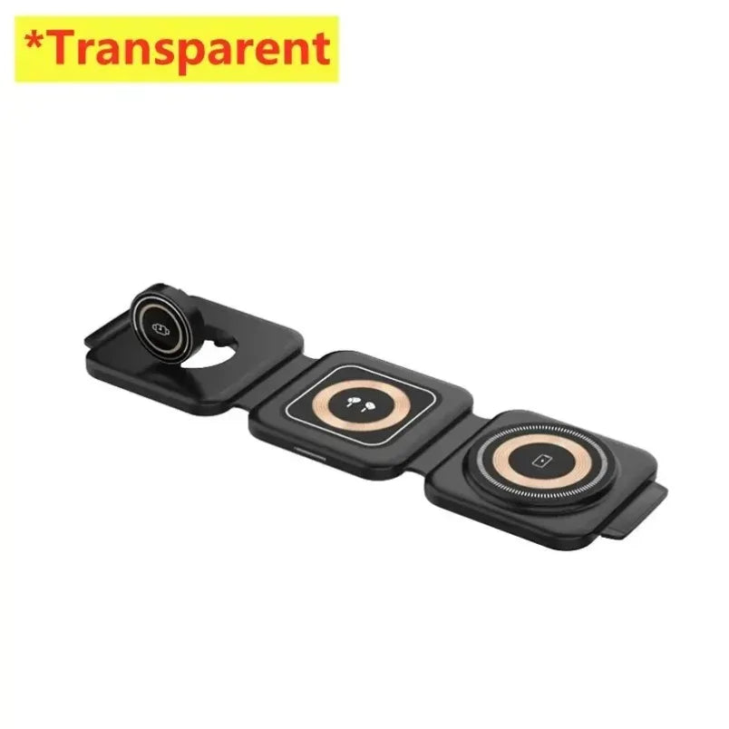 3 In 1 Magnetic Wireless Charger 30W Fast Charging Station Pad Foldable Phone Chargers Stand for iPhone 16-12 IWatch 8 7