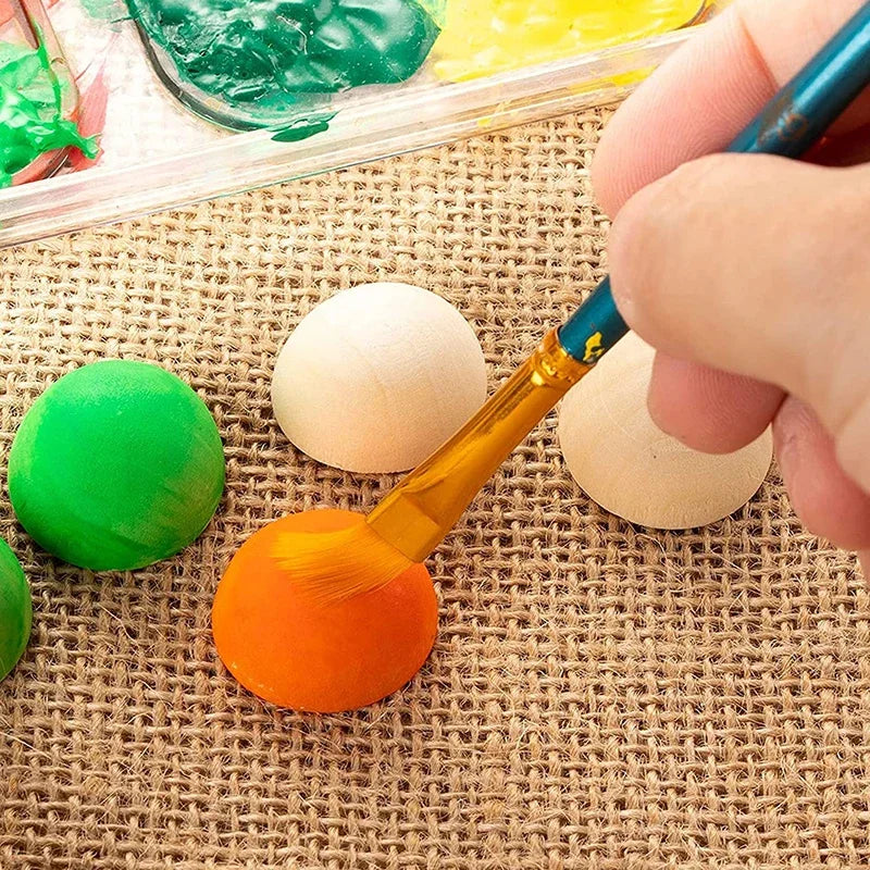 Half Wood Balls Bead Natural Half Wooden Balls Unfinished Split Wood Beads DIY Craft Arts Christmas Decor Half Round Wood Balls