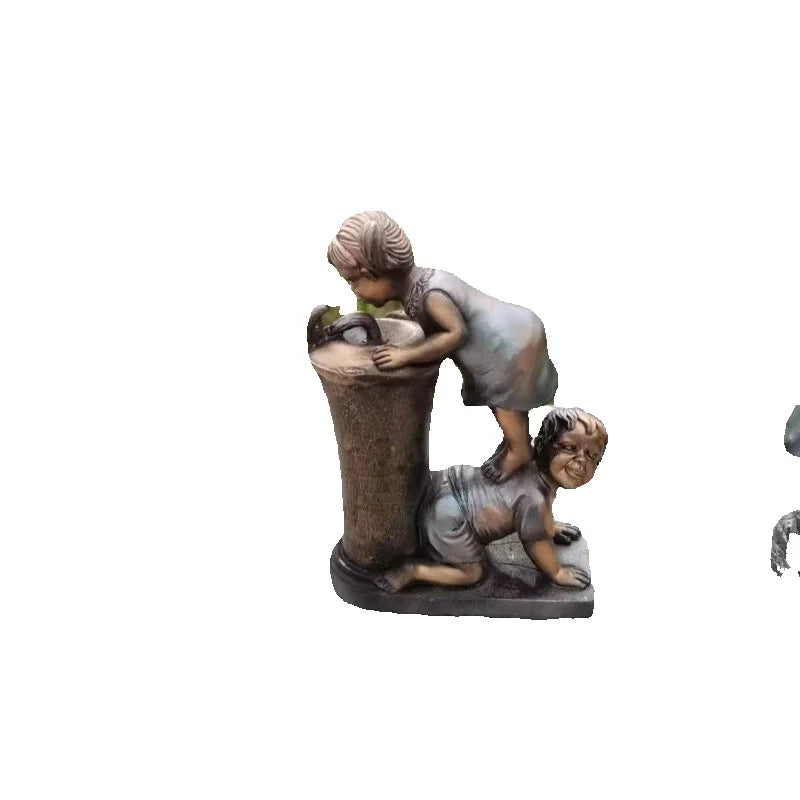 Creative Boy And Girl Water Play Ornaments Sculptures Retro Garden Gardening Crafts Home Decor New Products Outdoor Decoration