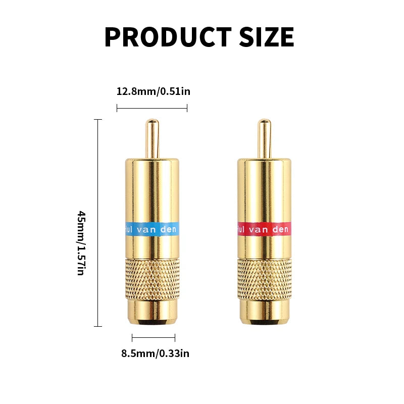 HIFI 24K Gold Plated Van den Hul RCA Plugs