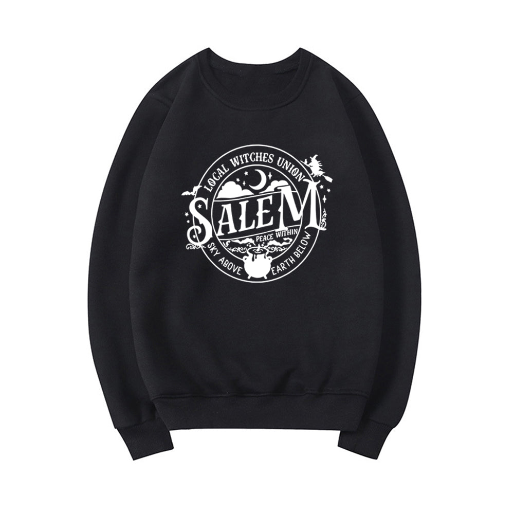 Local Witches Union Salem Sweatshirt Halloween Sweatshirt Women Hoodies Witches Clothes Long Sleeve Pullovers Fall Tops Hoodie
