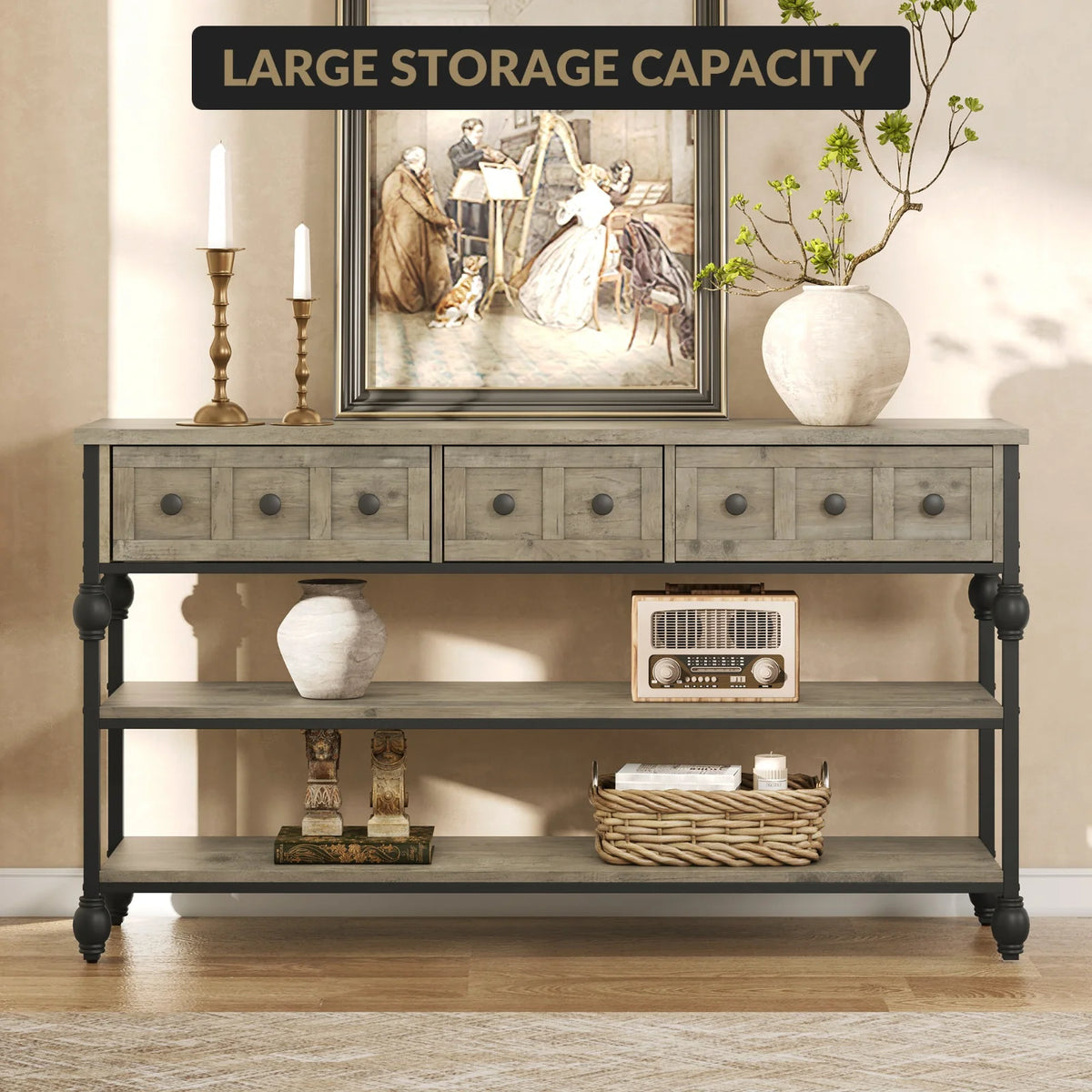 GarveeLife Farmhouse 52" Narrow Console Table