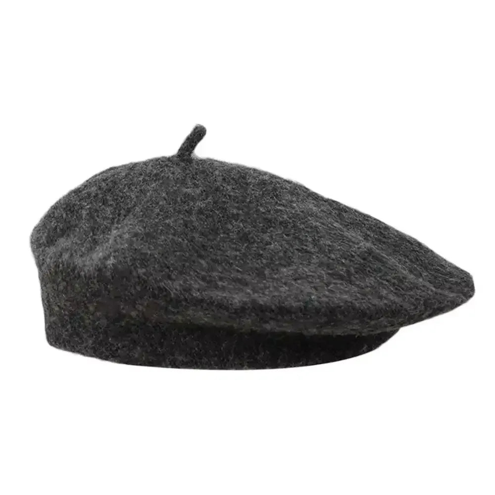 Elegant Solid Color Beret Hat Knitted Soft Wool Painter Hat - Blue
