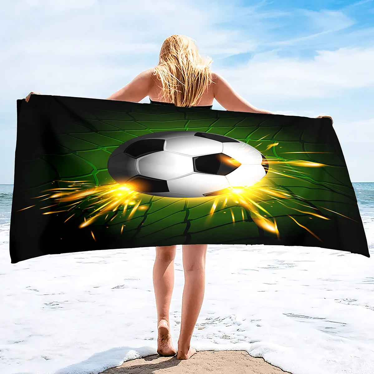 Football Beach Towel Soccer Bath Towel Microfiber Ball Sports Shower Quick Dry Swimming Cover Camping Yoga Mat Bikini Cover Up