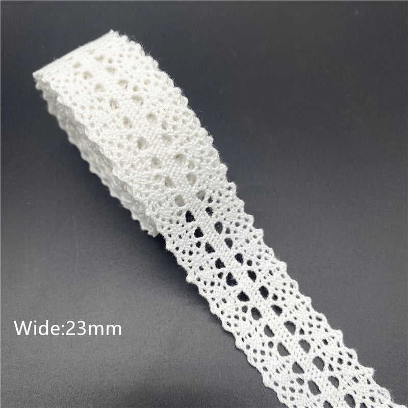 10mm-50mm 2yards White 100%Cotton Lace Ribbon For Apparel Sewing Fabric Trim Cotton Crocheted Lace Ribbon Handmade Accessories