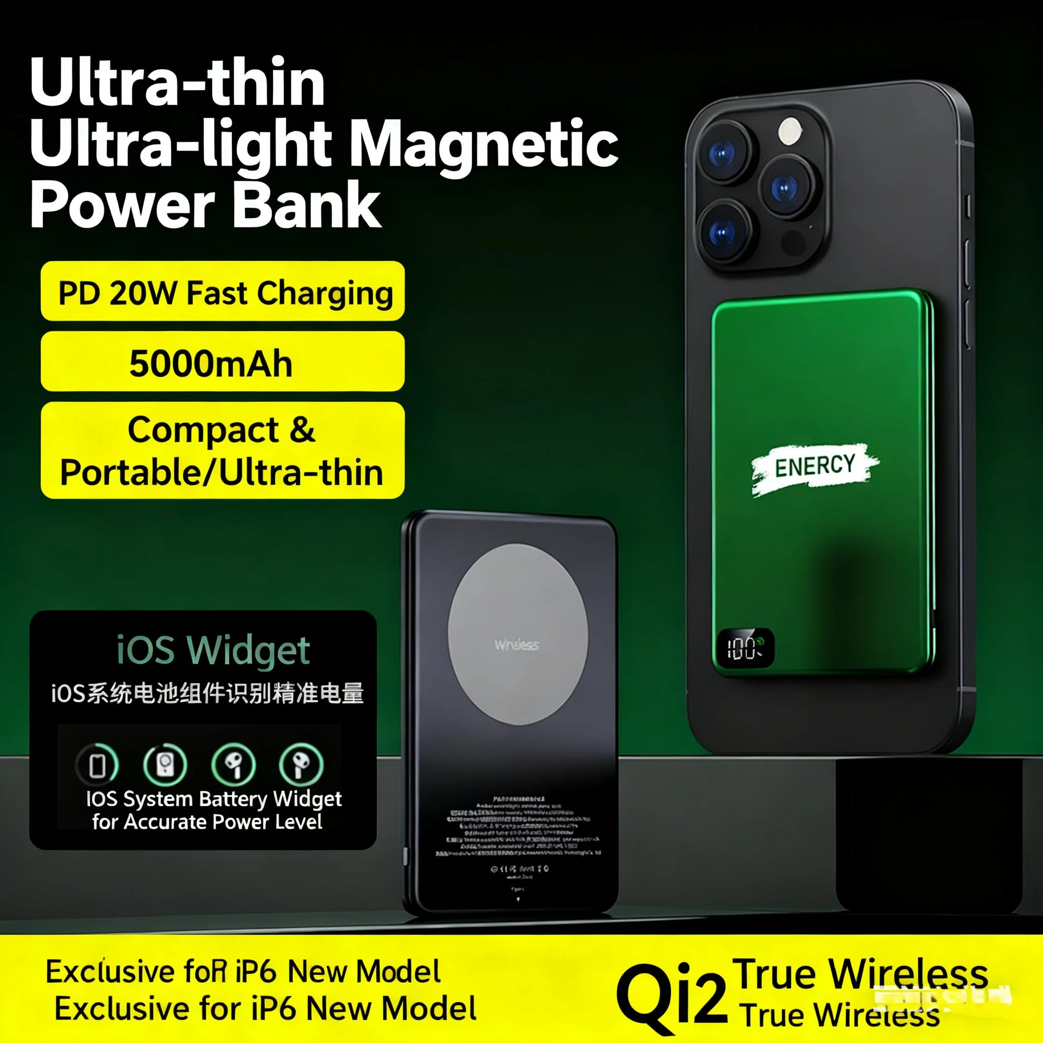 Original alloy Qi2 Powerbank for magsafe external auxiliary battery magnetic Power banks wireless charger for iPhone Airpods Pro