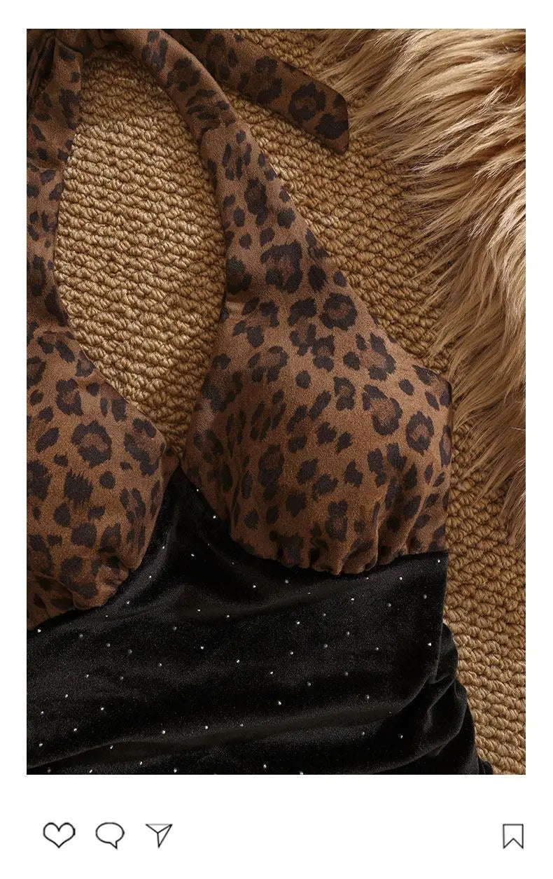 Y2K Sling Slim Goth Punk Tank Top Vintage 2000s Halter Leopard