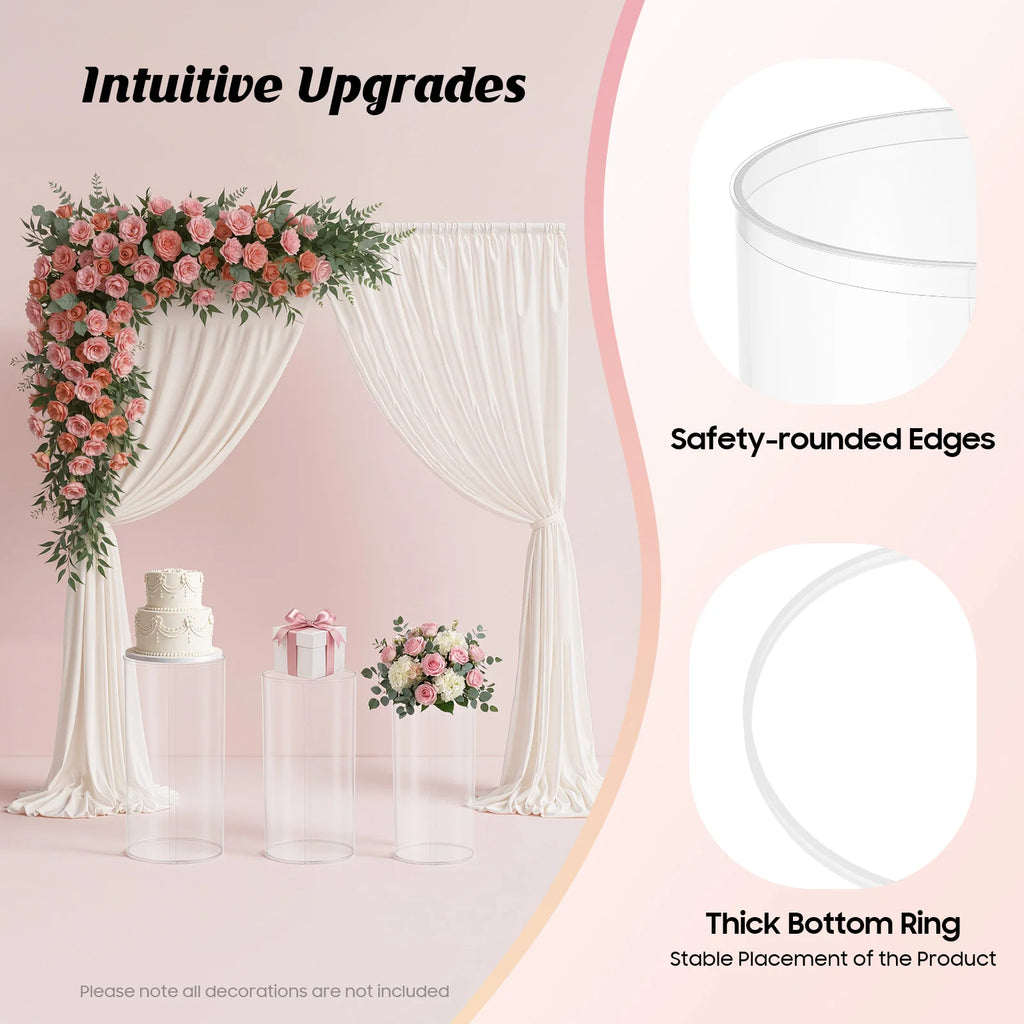 Metal Cylinder Pedestal Cake Display Set, 3 Piece