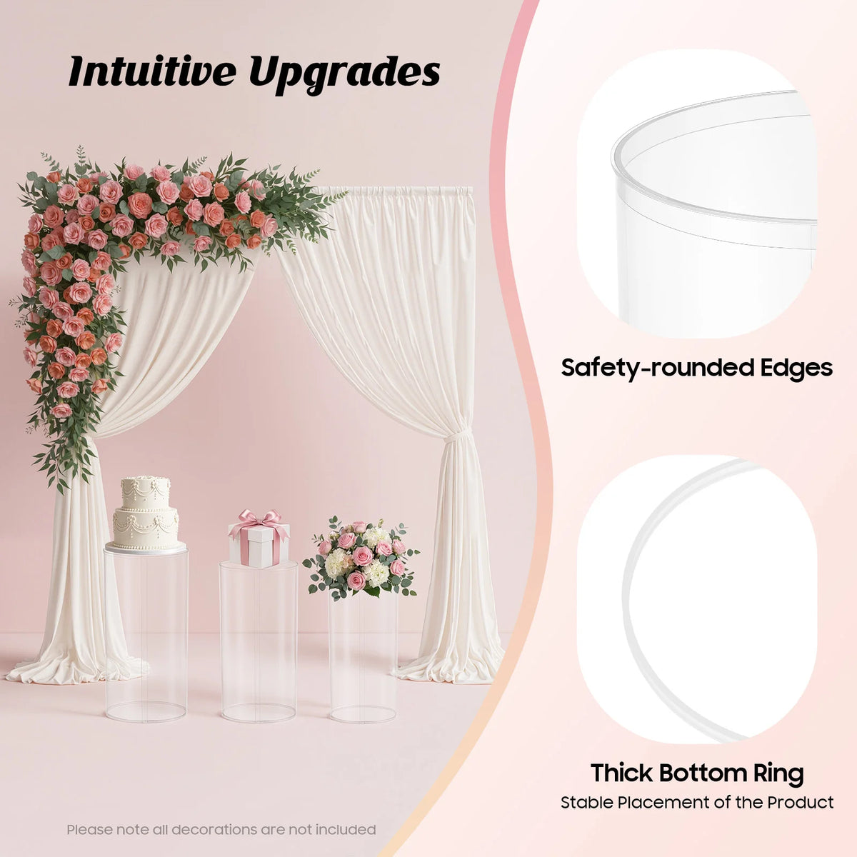 Metal Cylinder Pedestal Cake Display Set, 3 Piece