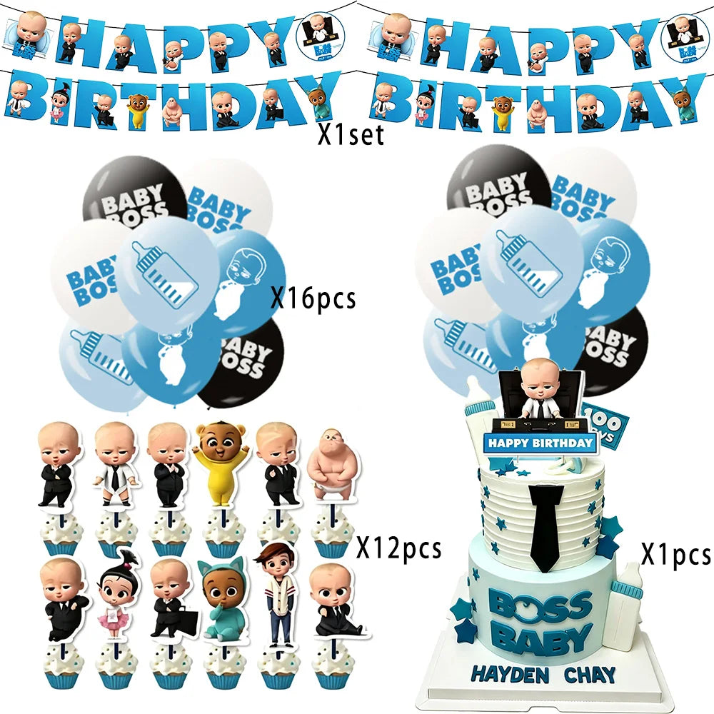 The Boss Baby Cartoon Birthday Party Decorations Backdrop Banner